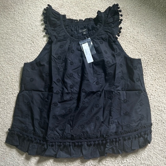 J Crew women’s black size XL embroidered top- New with tags. - Picture 1 of 3